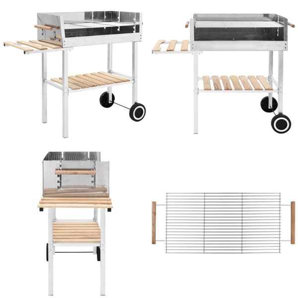 Kulgrill med hjul og 2 hylder XXL rustfrit stål - Kulgrill - Kulgriller - Home & Living