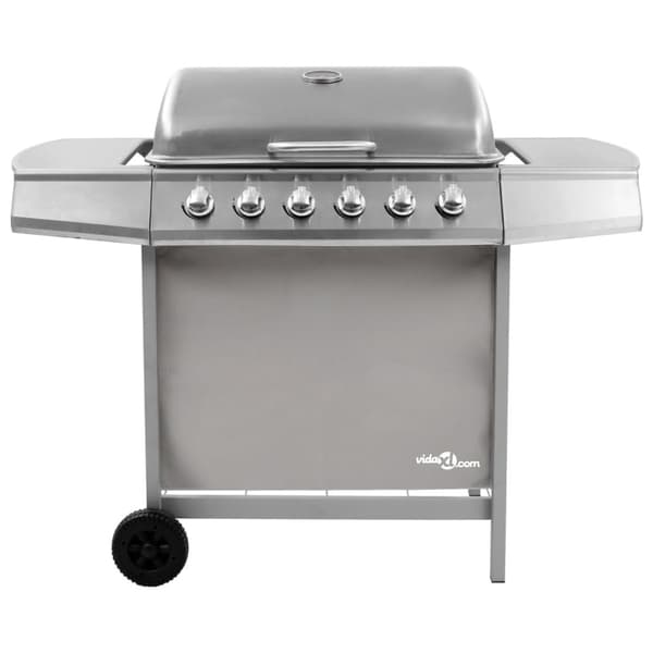 gasgrill 6 brændere sølvfarvet