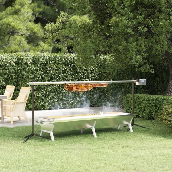 grillbakke 158x42x31 cm rustfrit stål sølvfarvet