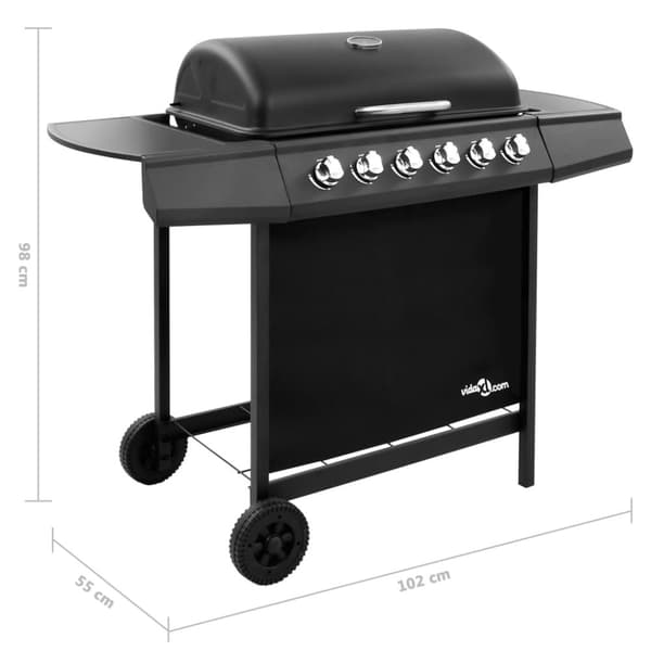 Gasolgrill med 6 brännare svart