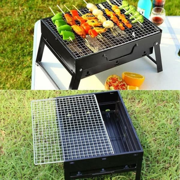 Träkolsgrill - A1-storlek - Grill - Uteplats - Camping - Picknick - Fällbar brännare
