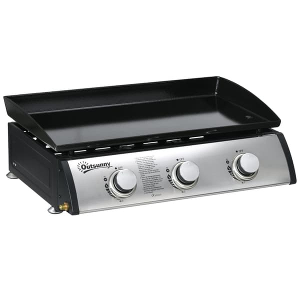 Rootz-kaasugrilli kannella - BBQ-grilli - Ulkokeittoasema - 3 poltinta - Rasvan tippakaukalo - Tarttumaton levy - 63x47x25 cm - Musta/hopea