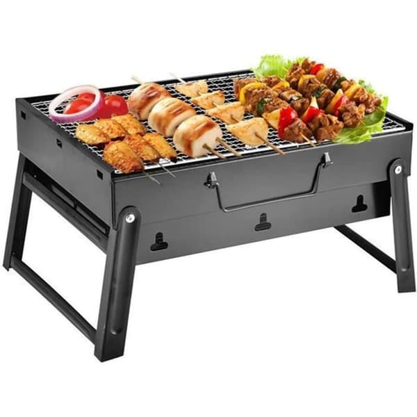 Bärbar hopfällbar kolgrill Engångsgrill i rostfritt stål för campingträdgård Picnic Beach [587]