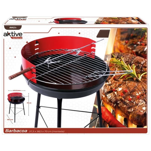 Bärbar Grill Aktive Trä Järn 37,5 x 70 x 38,5 cm (4 antal) Röd