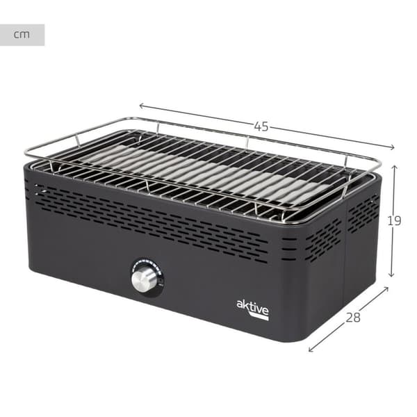 Bärbar rökfri kolgrill Aktive Rostfritt stål Järn 45 x 19 x 28 cm