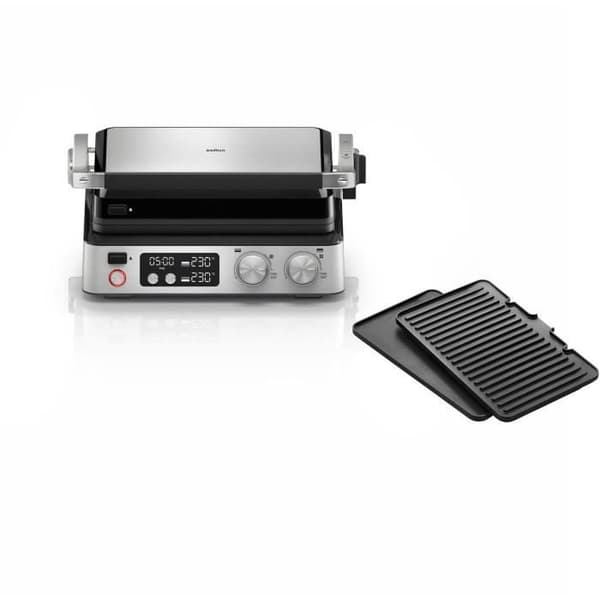 Multifunktionell grill - BRAUN - Multi Grill 7 - 2000 W - 3 värmelägen - Svart/Stål
