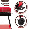 Miniatyrbilde 2 av 5: Kullgrilling med Hjul Aktive Stål Plast Emaljert metall 66 x 85 x 44 cm Rød