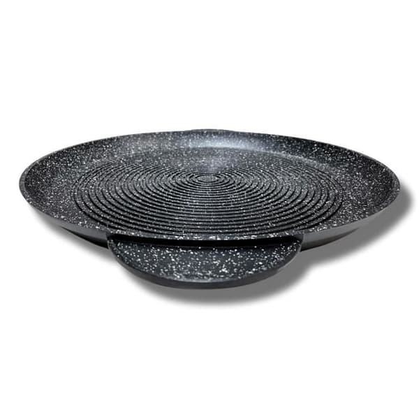 Cflagrant® Plancha/Grill/Galetière Rund stenstil Induktion non-stick beläggning Greblon C3+ tysk teknologi 36,5 cm