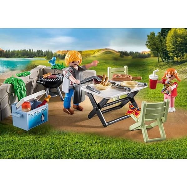 Leksak - PLAYMOBIL - Grill med pappa och barn - Kol - Keramikbriketter - 4 personer