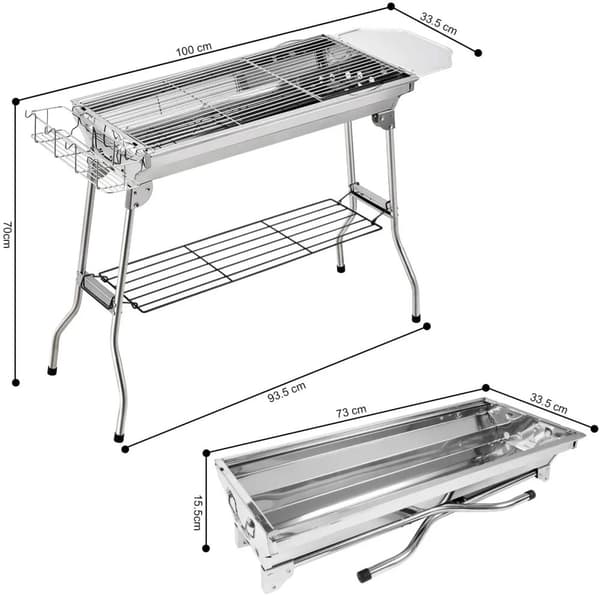 Kolgrill, Lättmonterad, BBQ-verktyg i aluminiumslegering för camping och picknick.