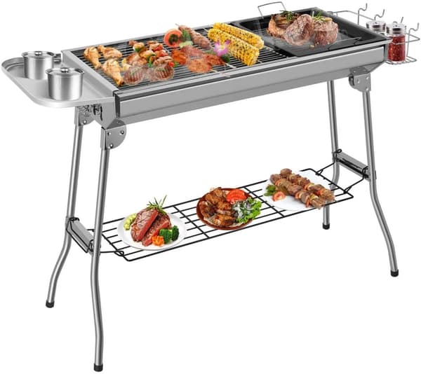 Kolgrill, Lättmonterad, BBQ-verktyg i aluminiumslegering för camping och picknick.