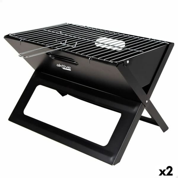Bärbar Grill Aktive Svart Stål Järn 45 x 30 x 29 cm
