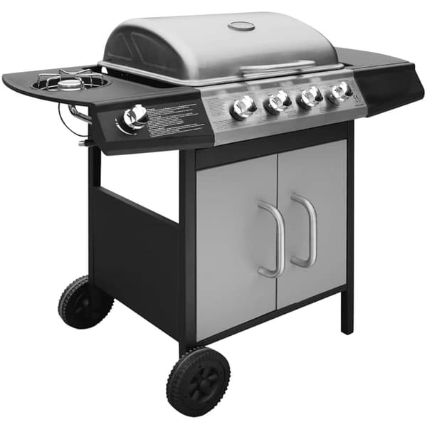 Gasolgrill 4+1 kokzoner svart och silver