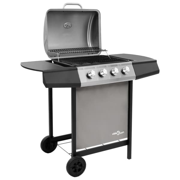 Gasolgrill med 4 brännare svart och silver