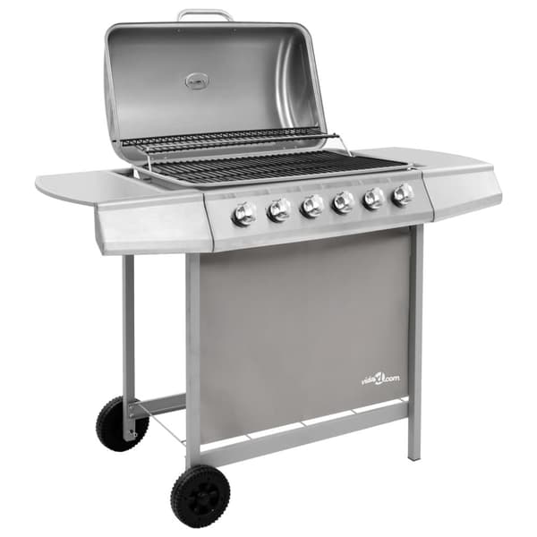 Gasolgrill med 6 brännare silver