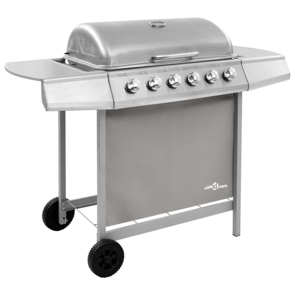 Gasolgrill med 6 brännare silver