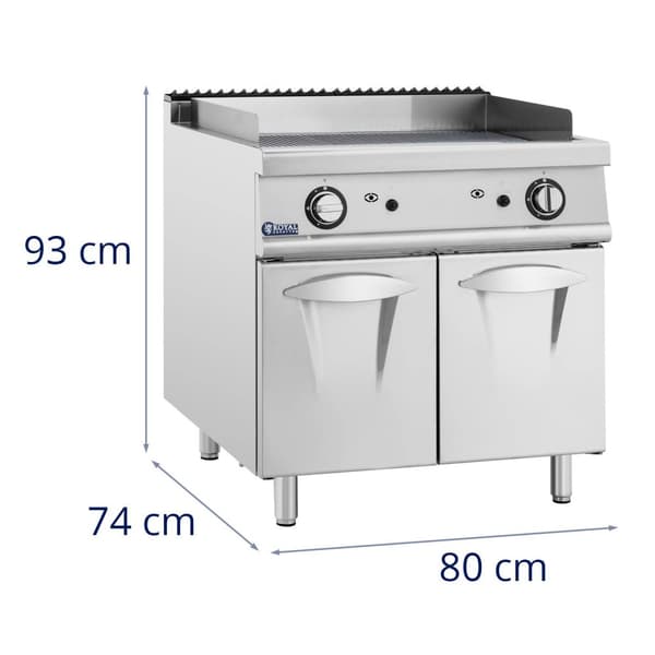 Royal Catering - Stekbord - Gas - Räfflad - 50–300 °C - Propangas / gasol / naturgas - Underskåp