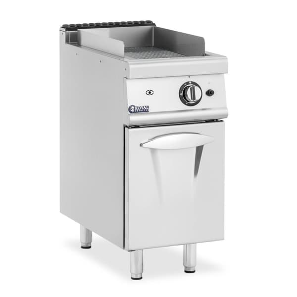 Royal Catering - Stekbord - Gas - 6 kW - Räfflad - 50–300 °C - Propangas / gasol / naturgas - Underskåp