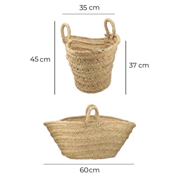Trækurv EDM Esparto-græs 60 x 35 x 45 cm 60 x 45 x 35 cm Oval