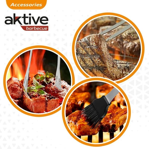 Grillausvälineet Aktive Silikoni Ruostumaton teräs 12 osaa 7,5 x 35 x 1,9 cm (5 Kappaletta)