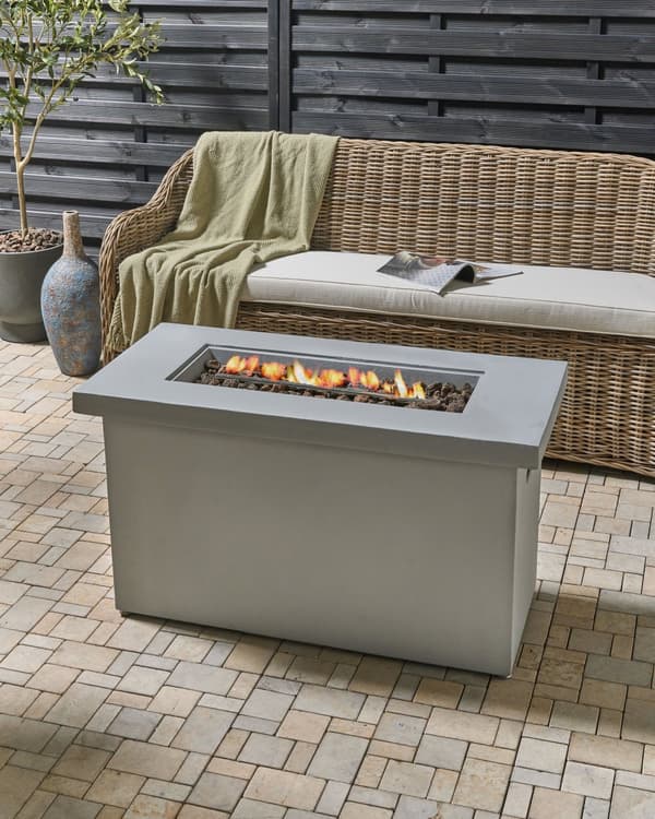 Utepeis Lysegrå 108 x 51 x 62 cm GRC Gassdrevet Rektangulær form Moderne design Terrassevarmer Ildsted Hage