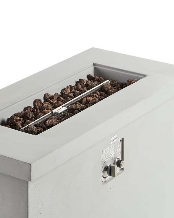 Utepeis Lysegrå 108 x 51 x 62 cm GRC Gassdrevet Rektangulær form Moderne design Terrassevarmer Ildsted Hage