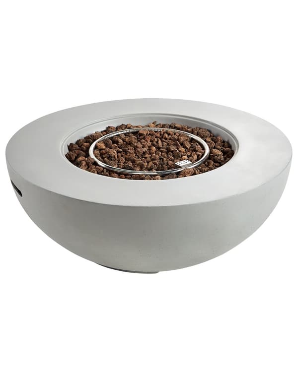 Utepeis Lysegrå 108 x 40 cm GRC Gassdrevet Rund form Moderne design Terrassevarmer Ildsted Hage
