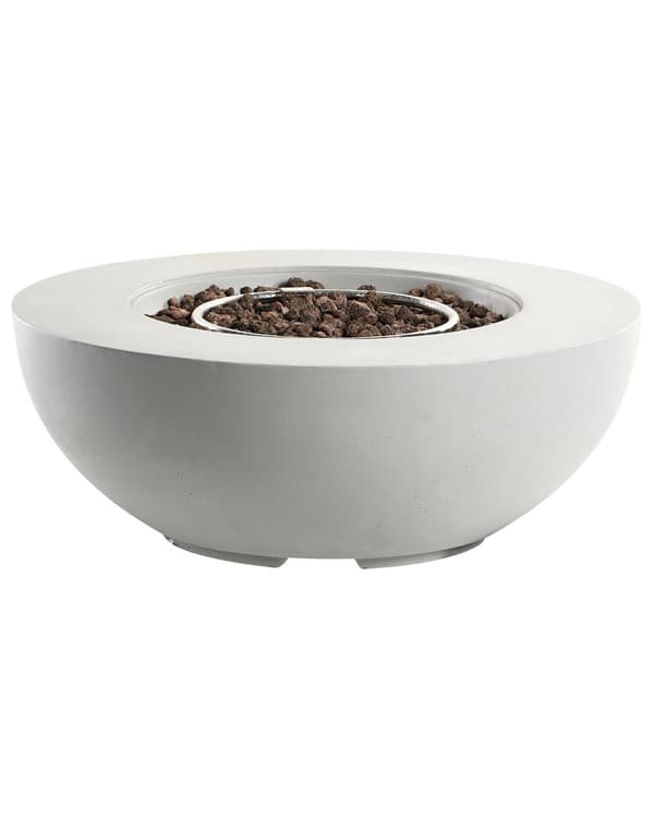 Utepeis Lysegrå 108 x 40 cm GRC Gassdrevet Rund form Moderne design Terrassevarmer Ildsted Hage