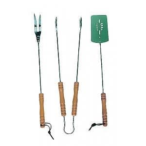 Grilltillbehör - Mastergrill - Set om 3 - Krom stål och trä