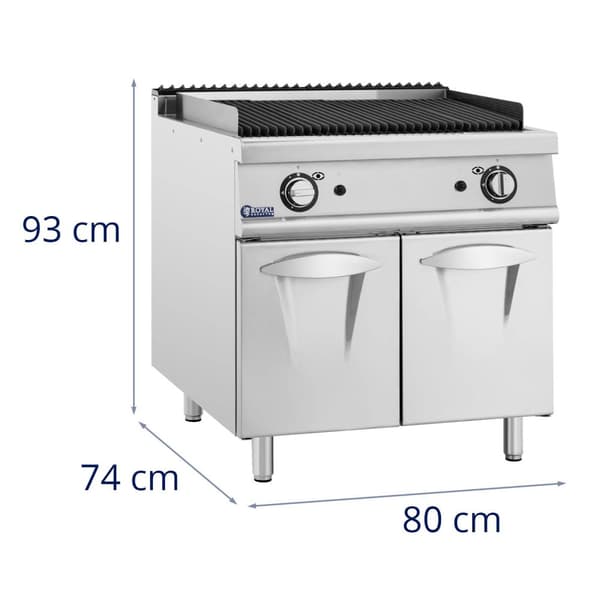 Royal Catering - Lavastensgrill - 2 x 8 kW - 50 till 460 °C - Propangas / gasol / naturgas - 80 x 73 cm - Pro 730-serien
