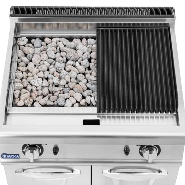 Royal Catering - Lavastensgrill - 2 x 8 kW - 50 till 460 °C - Propangas / gasol / naturgas - 80 x 73 cm - Pro 730-serien