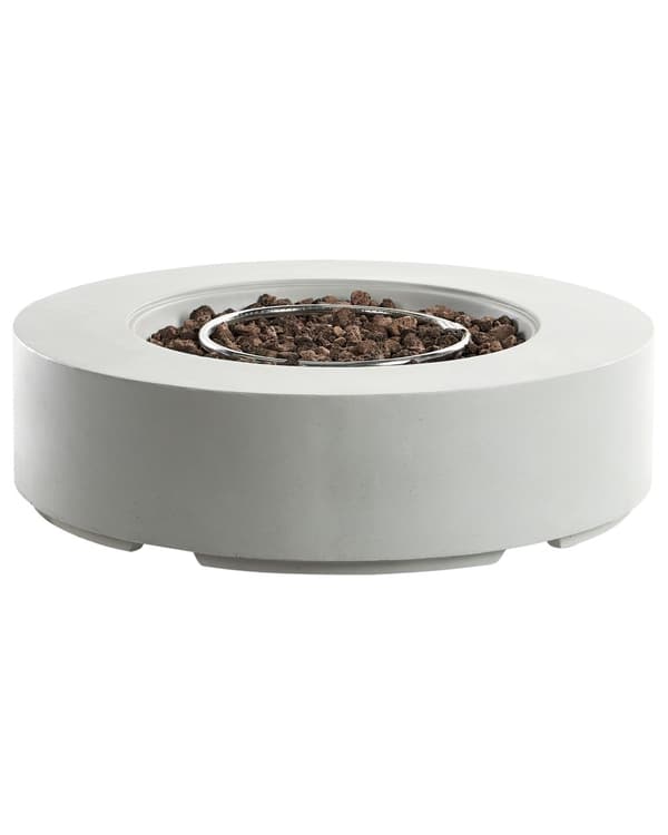 Udendørs pejs Lysegrå 107 x 30 cm GRC Gasfyret Rund form Moderne design Terrassevarmer Bålplads Have