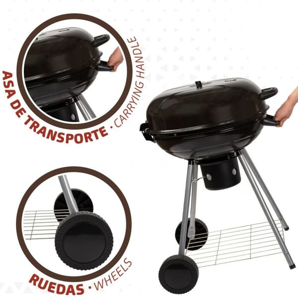 Kullgrilling med Hjul Aktive Aluminium Emaljert metall tekstiili 57 x 86 x 57 cm Svart