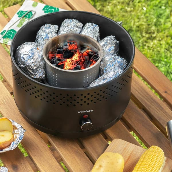 BRUKT Bærbar røykfri kullgrill InnovaGoods Jern (Fikset A)