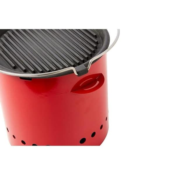 Bärbar Pelletgrill "Eco" Mini - Röd med Gjutjärnplatta