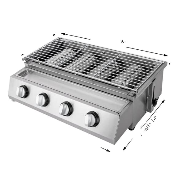 4-Polttimen Savuton BBQ-Grilli, Nopea Lämpeneminen, Helppo Puhdistaa,Licht Grau