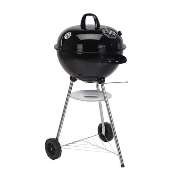 Kulgrill med hjul Sort 47 x 90 cm Cirkulær