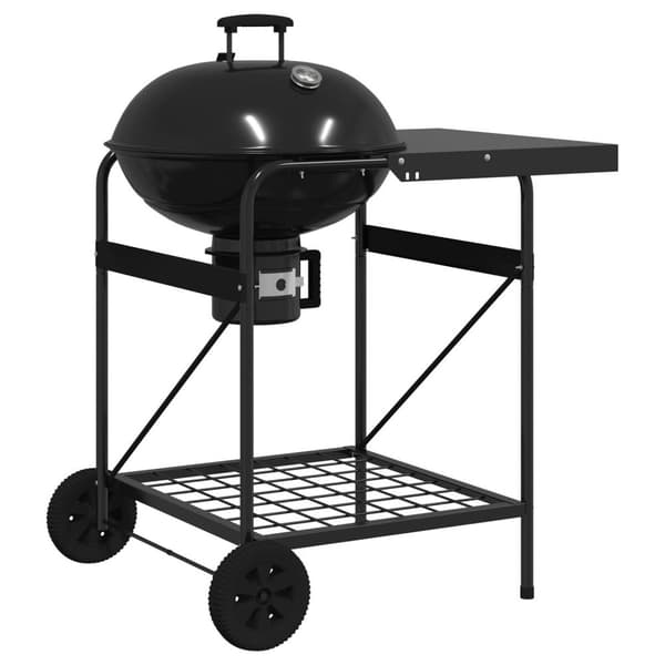 vidaXL Gråkol Grillvogn med Lokk Svart 96x72x113 cm Metall