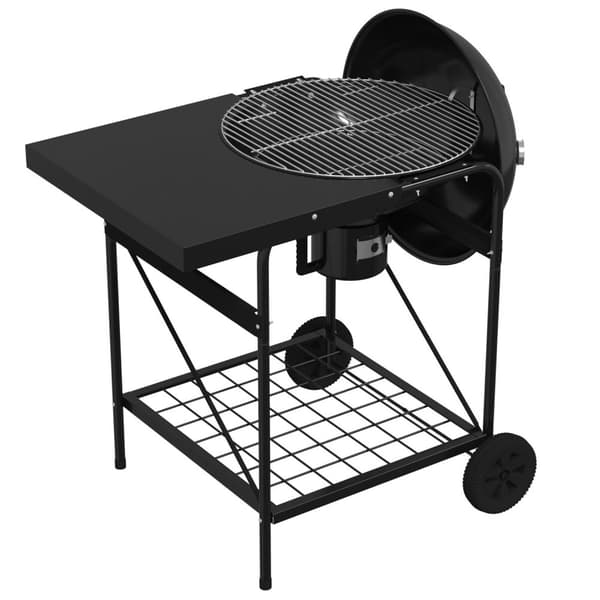 vidaXL Gråkol Grillvogn med Lokk Svart 96x72x113 cm Metall