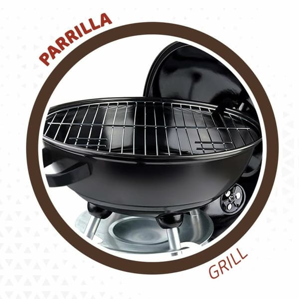 Kolgrill med hjul Aktive 46 cm Rund Svart Med lock