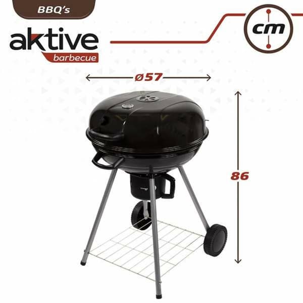 Kolgrill med hjul Aktive Textilene 57 x 86 cm Svart