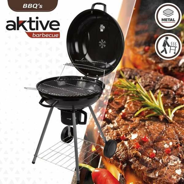 Kolgrill med hjul Aktive Textilene 57 x 86 cm Svart