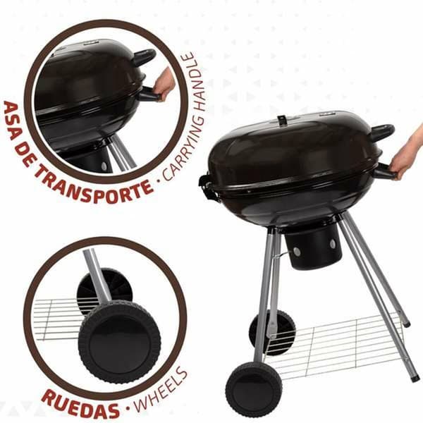 Kolgrill med hjul Aktive Textilene 57 x 86 cm Svart