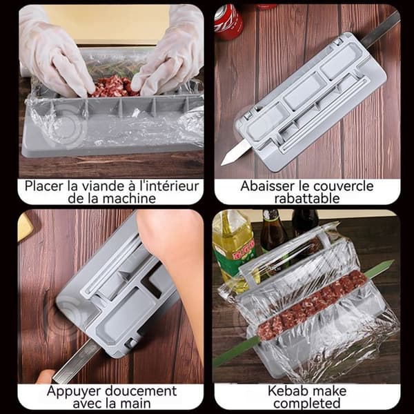 INN Plast Kebab Press Bärbar BBQ Grillspett Form Manuell Press för Kebab Maskin Utensil Grill Planch