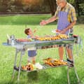 Miniatyrbild 2 av 4: TD® kolgrill Grill för 5-10 personer Vikbar bärbar grill i rostfritt stål för utomhusbruk73x33,2x70 c