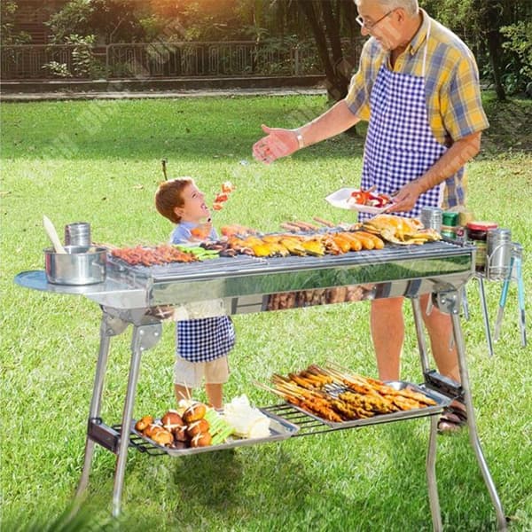 TD® kolgrill Grill för 5-10 personer Vikbar bärbar grill i rostfritt stål för utomhusbruk73x33,2x70 c