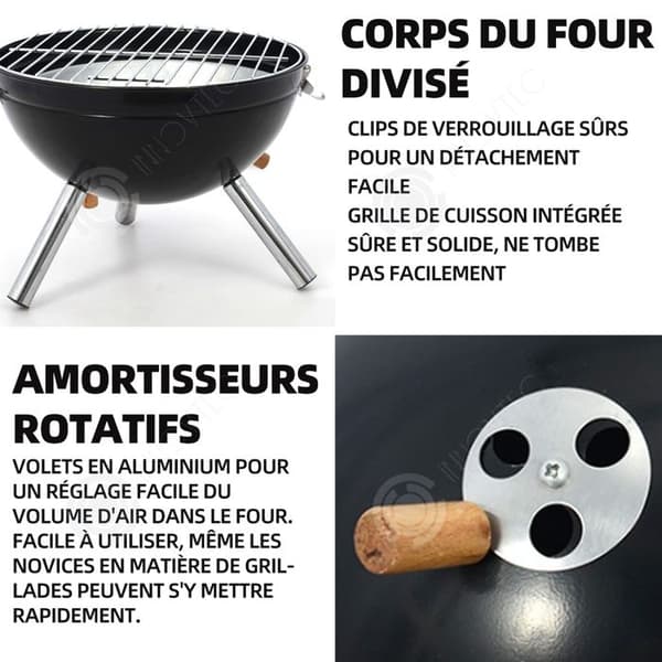 INN Kolgrill 31cm kolgrill bärbar kolgrill bordsgrill kolgrill svart