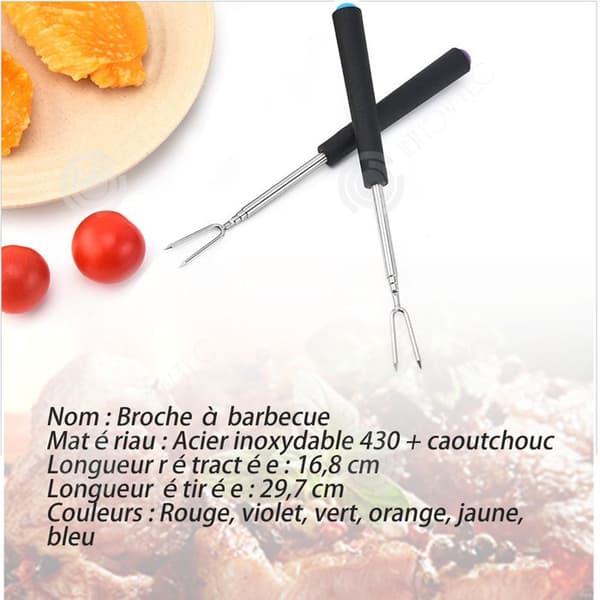 INN Teleskopgrill 6 st Teleskopisk roterande grillspett Rostfritt stål Utdragbar 16,8-29,7cm för camping