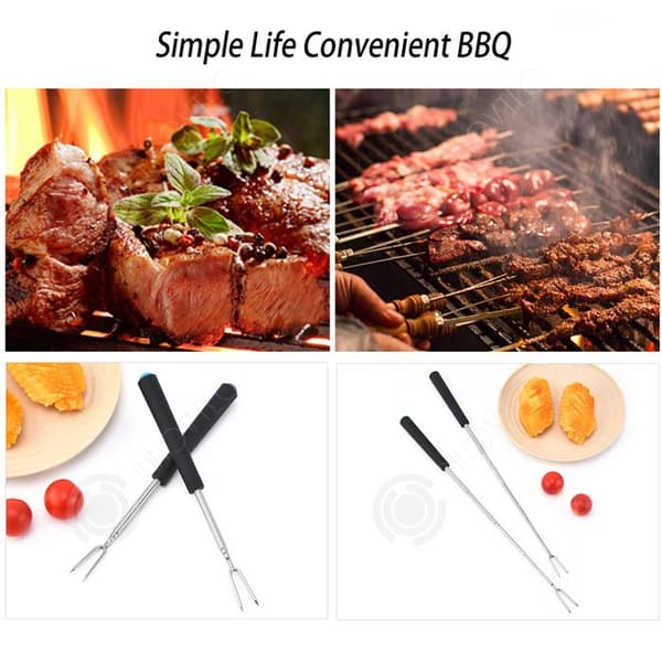 INN Teleskopgrill 6 st Teleskopisk roterande grillspett Rostfritt stål Utdragbar 16,8-29,7cm för camping