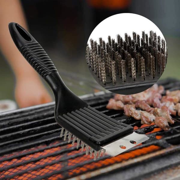 3 Delar Grillborste, Metallbarbecueborste, Rostfri Stålbarbecueborste, Används för Gasgrill Élect